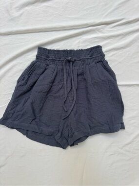 Joie Navy Elastic Waist Gauze Shorts
